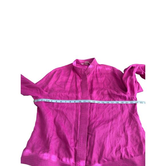 Nygard Collection Button Up Blouse Linen Lagenlook Mandarin Collar Size 16 - Picture 13 of 15